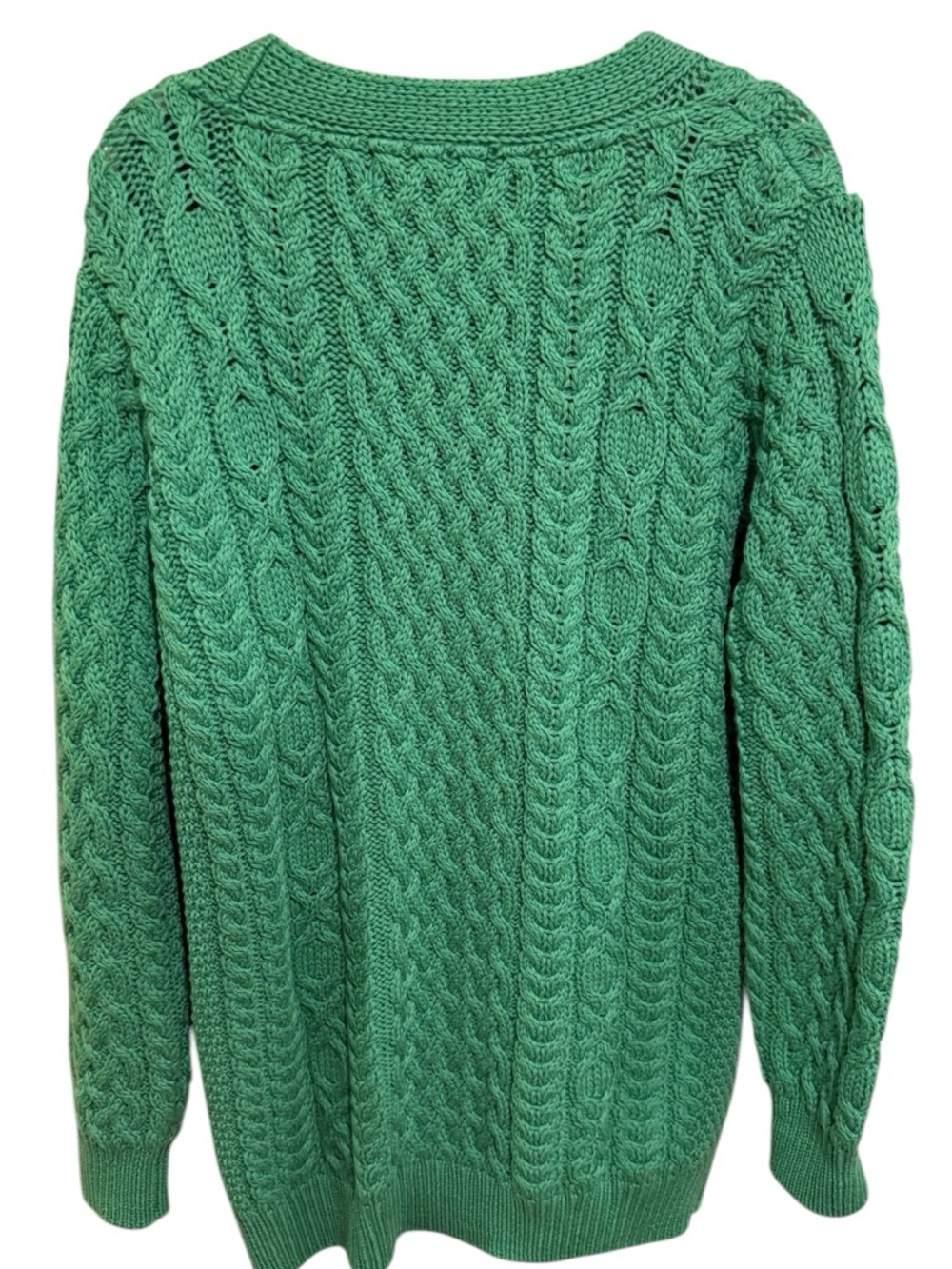 Aran Crafts 100% Merino Wool Green Cable-Knit Button Cardigan - Made in Ireland - Picture 4 of 4